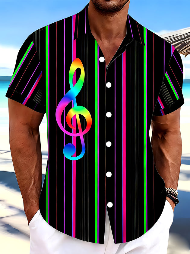 men's music print shirt front view