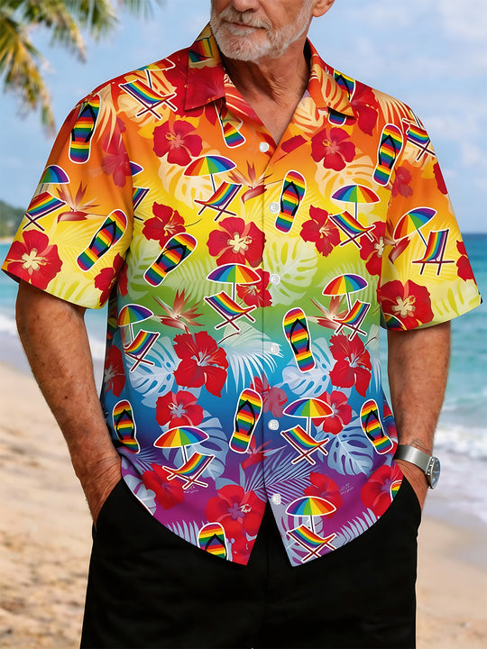 men's Hawaiian shirt front view tropical beach vacation