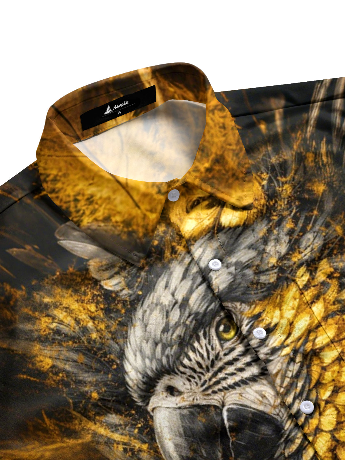 Men's patriotic half sleeve pocket shirt with eagle print, side view