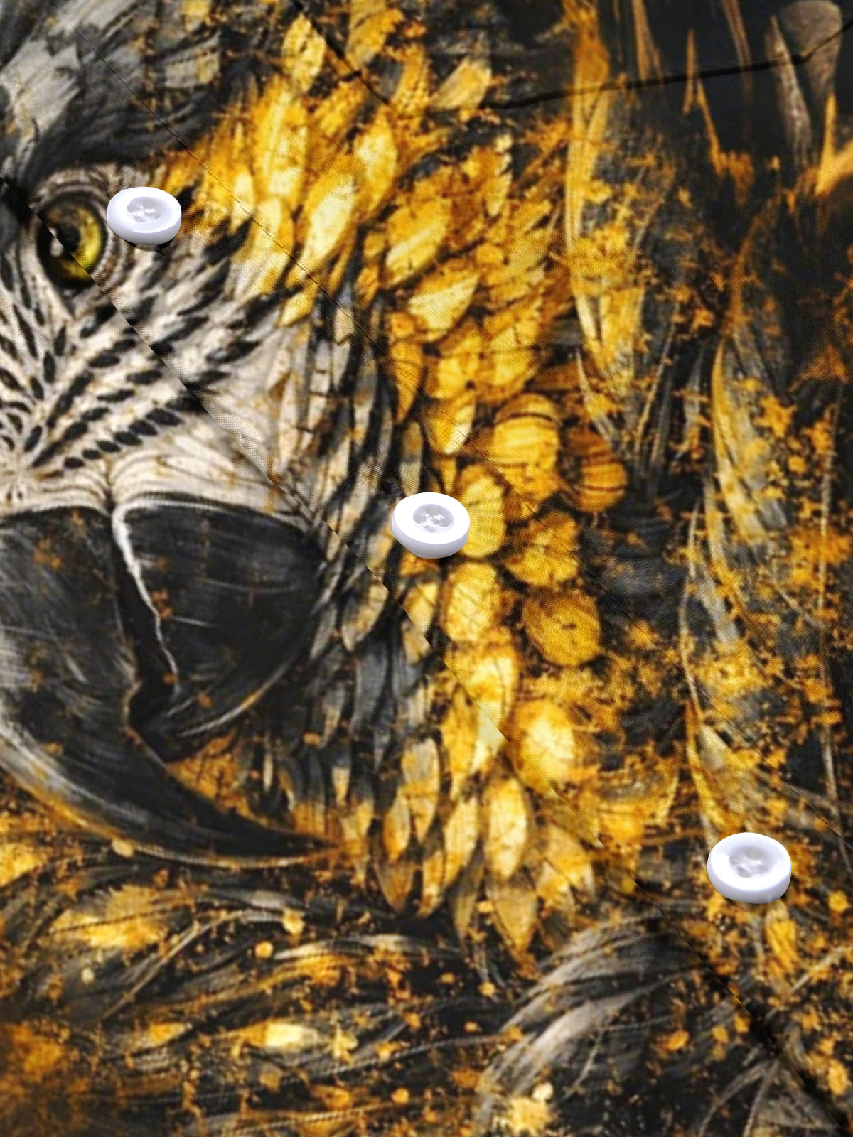 Men's eagle print short sleeve shirt flat lay pattern detail