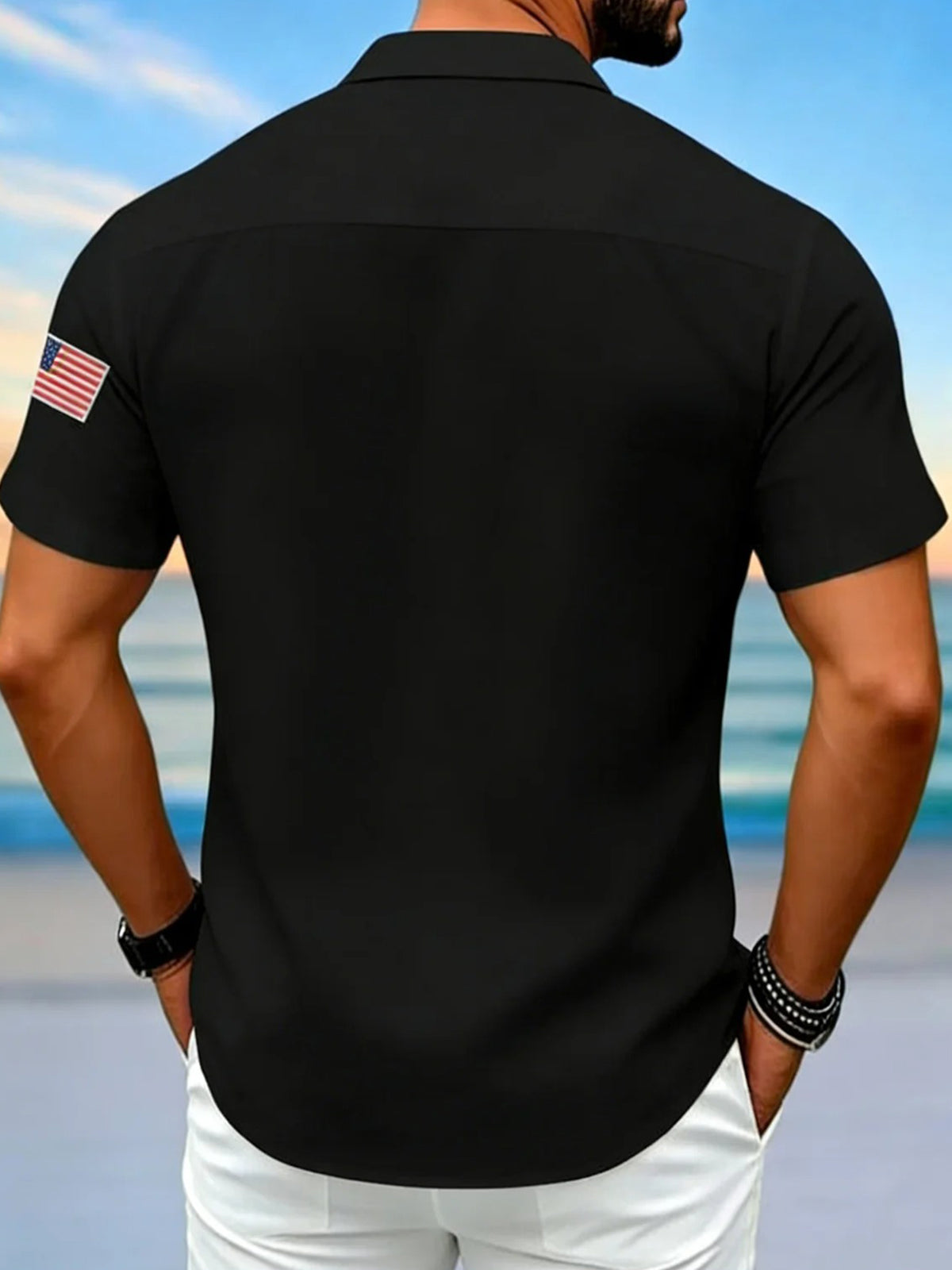men's pocket shirt back view