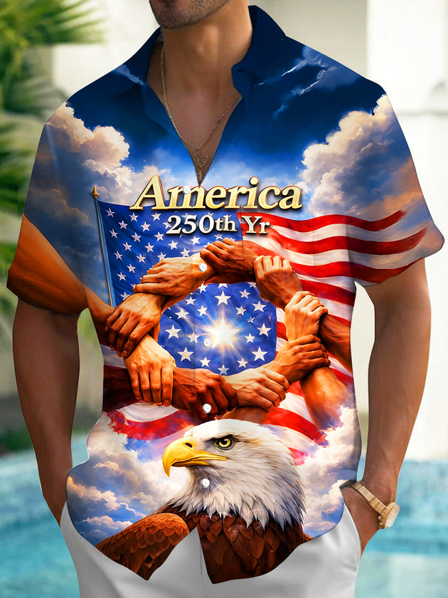 men's eagle print shirt front view