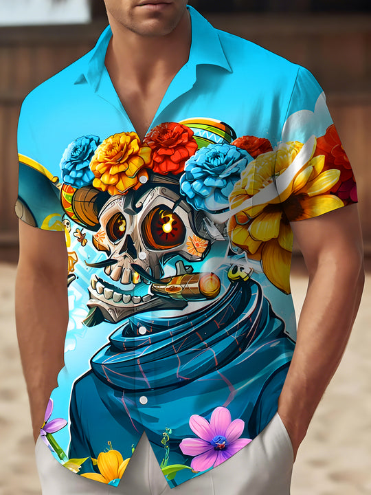 men's colorful floral shirt front view