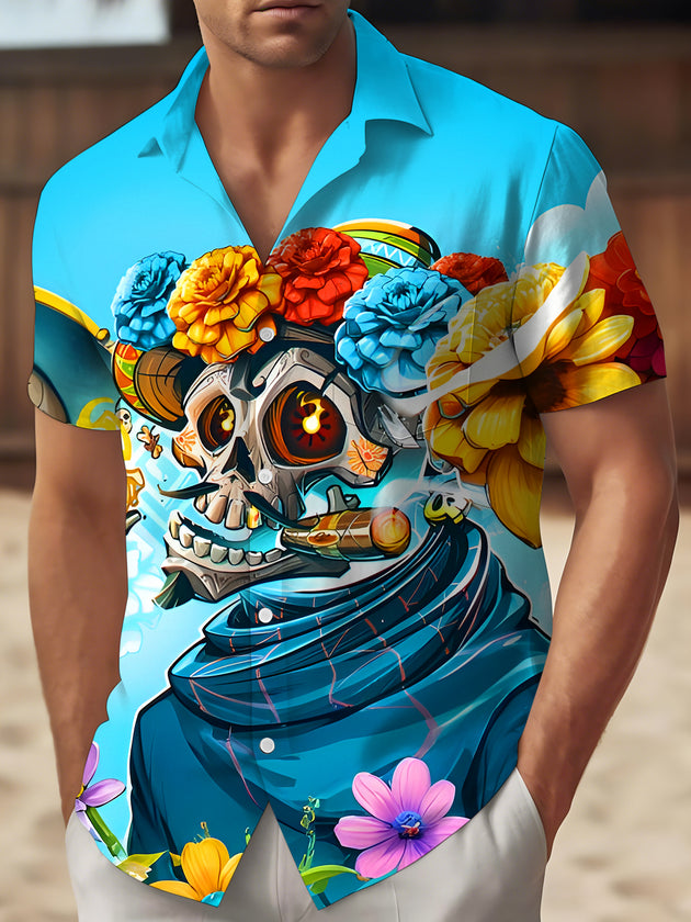 men's colorful floral shirt front view