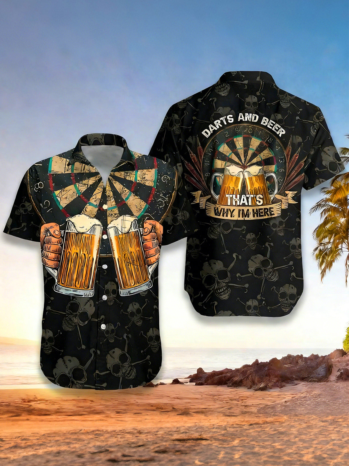 men's beer print shirt front view