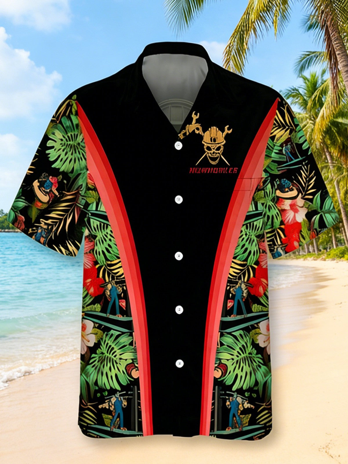 men's aloha shirt back view