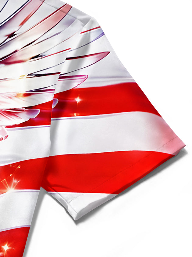 men's eagle print shirt close-up short sleeve