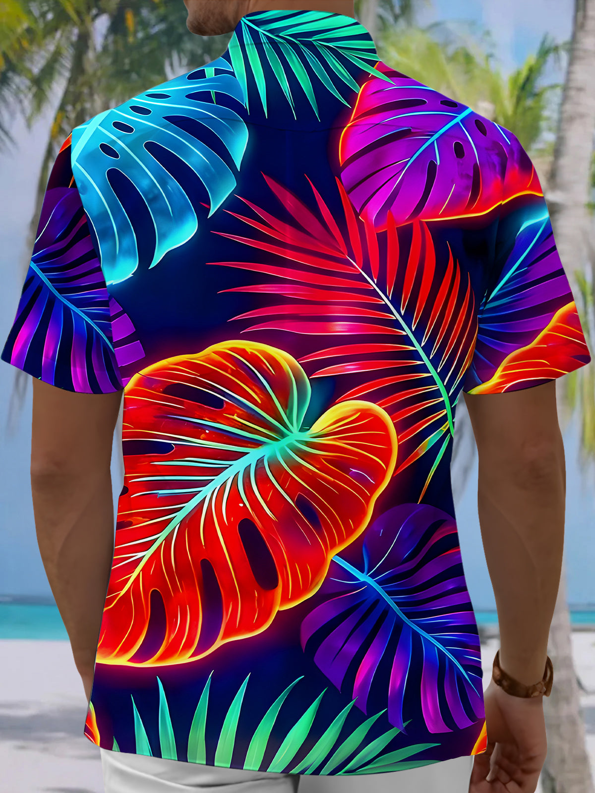 men's aloha shirt back view