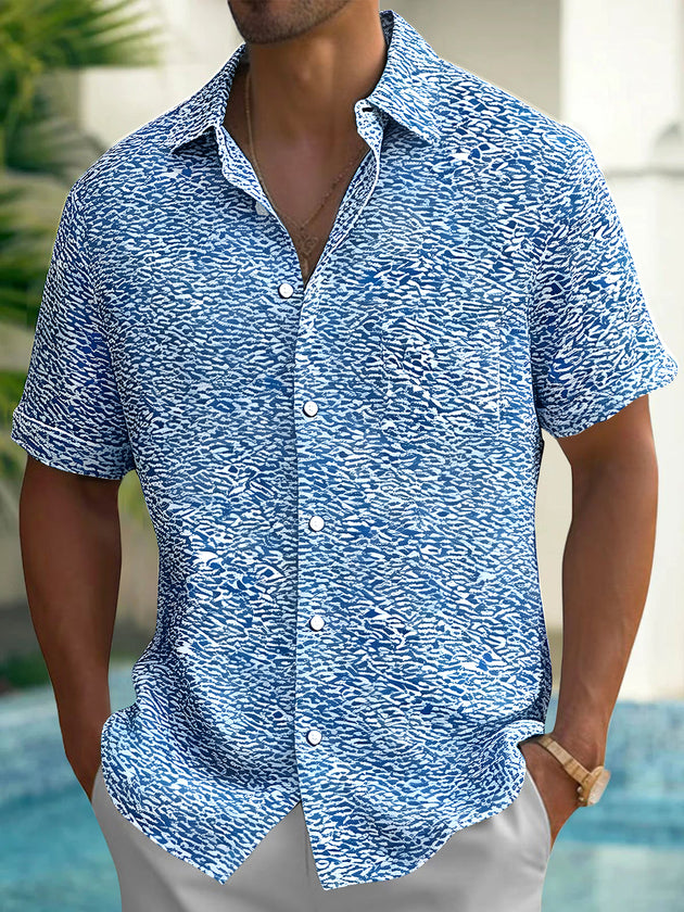 Men's Hawaiian short sleeve shirt front view for tropical beach vacation