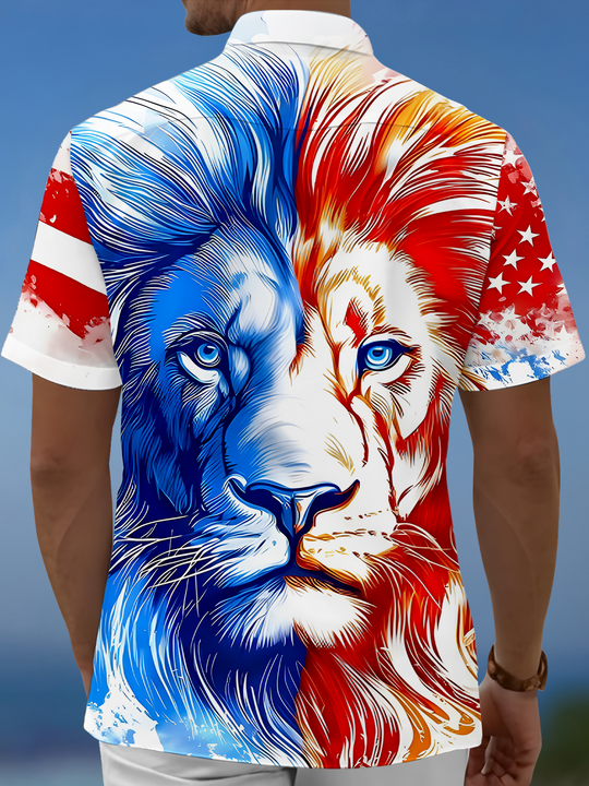men's patriotic print shirt back view