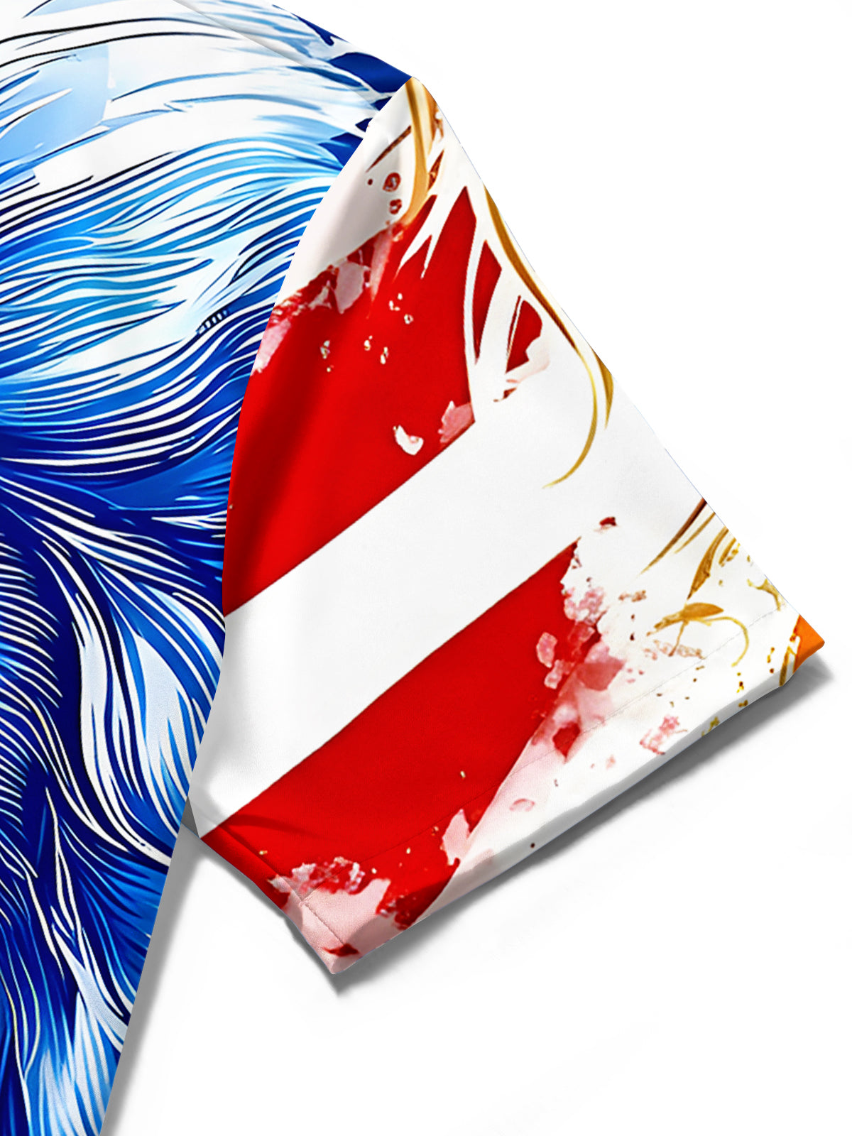 men's American flag print shirt close-up short sleeve