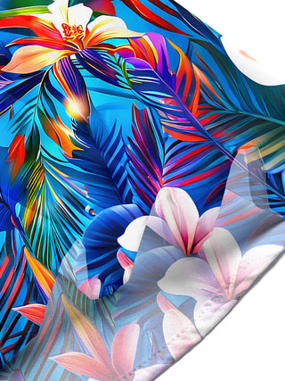 Men's Hawaiian floral pocket short sleeve shirt tropical beach vacation lifestyle scene