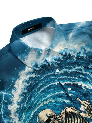 men's gothic print shirt side view
