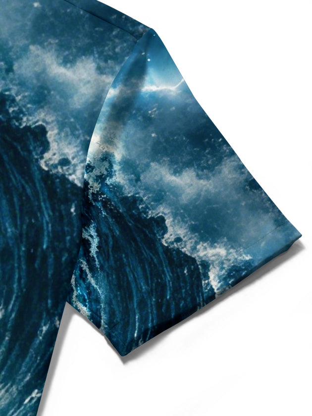 men's skull print shirt close-up short sleeve