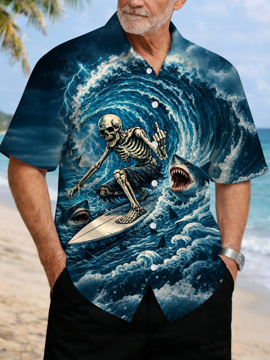 men's skull print shirt front view