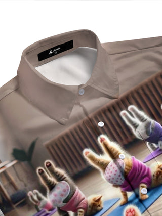 men's feline print shirt side view