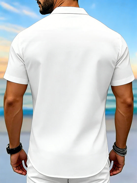 men's red skeleton pattern shirt back view