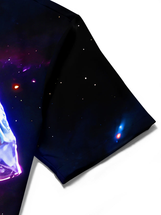 men's printed shirt close-up short sleeve