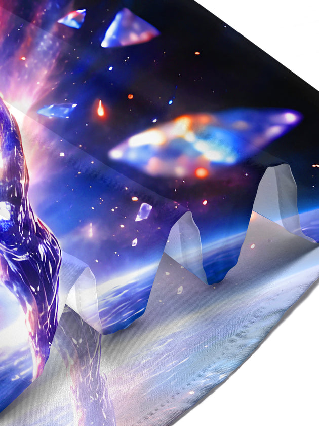 Men dark cosmic crystal patterned short sleeve shirt lifestyle photo