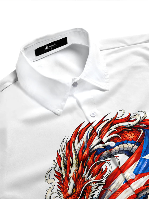 men's Chinese dragon shirt side view