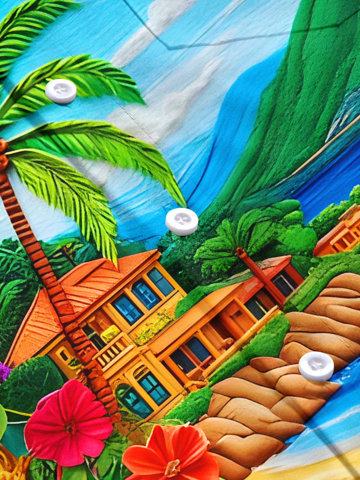 men's Hawaiian short sleeve flat lay shirt