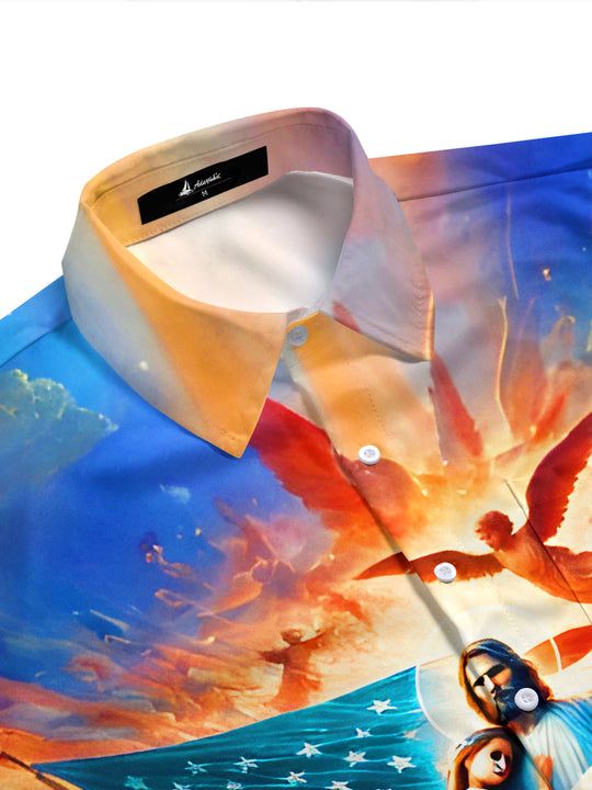 men's short sleeve shirt side view