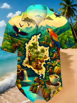 men's Hawaiian shirt front view tropical beach vacation