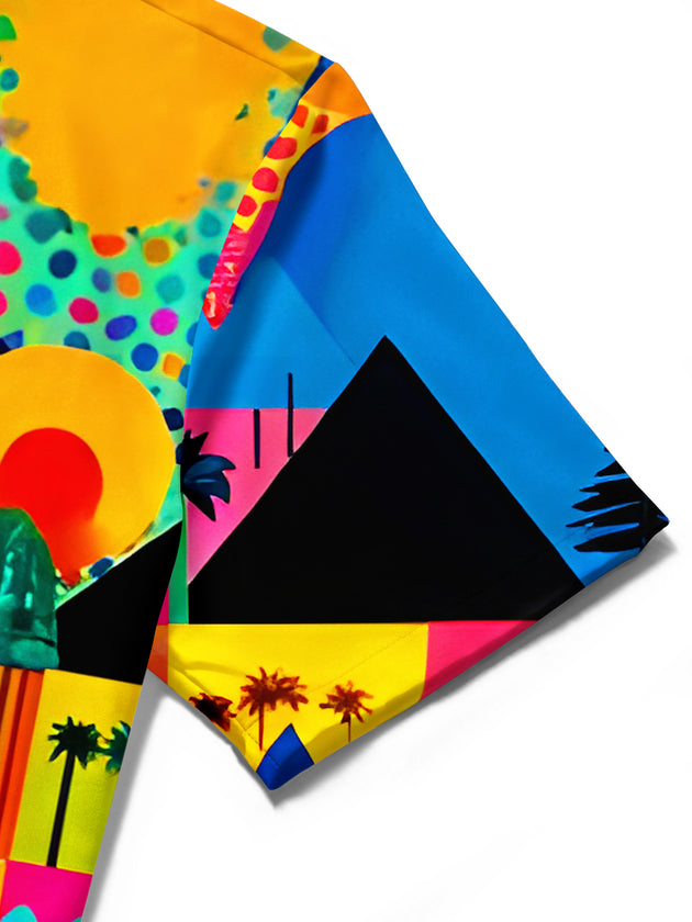 men's colorful Hawaiian shirt close-up short sleeve