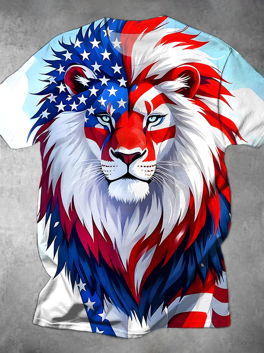 men's American flag print graphic t-shirt front view Independence Day