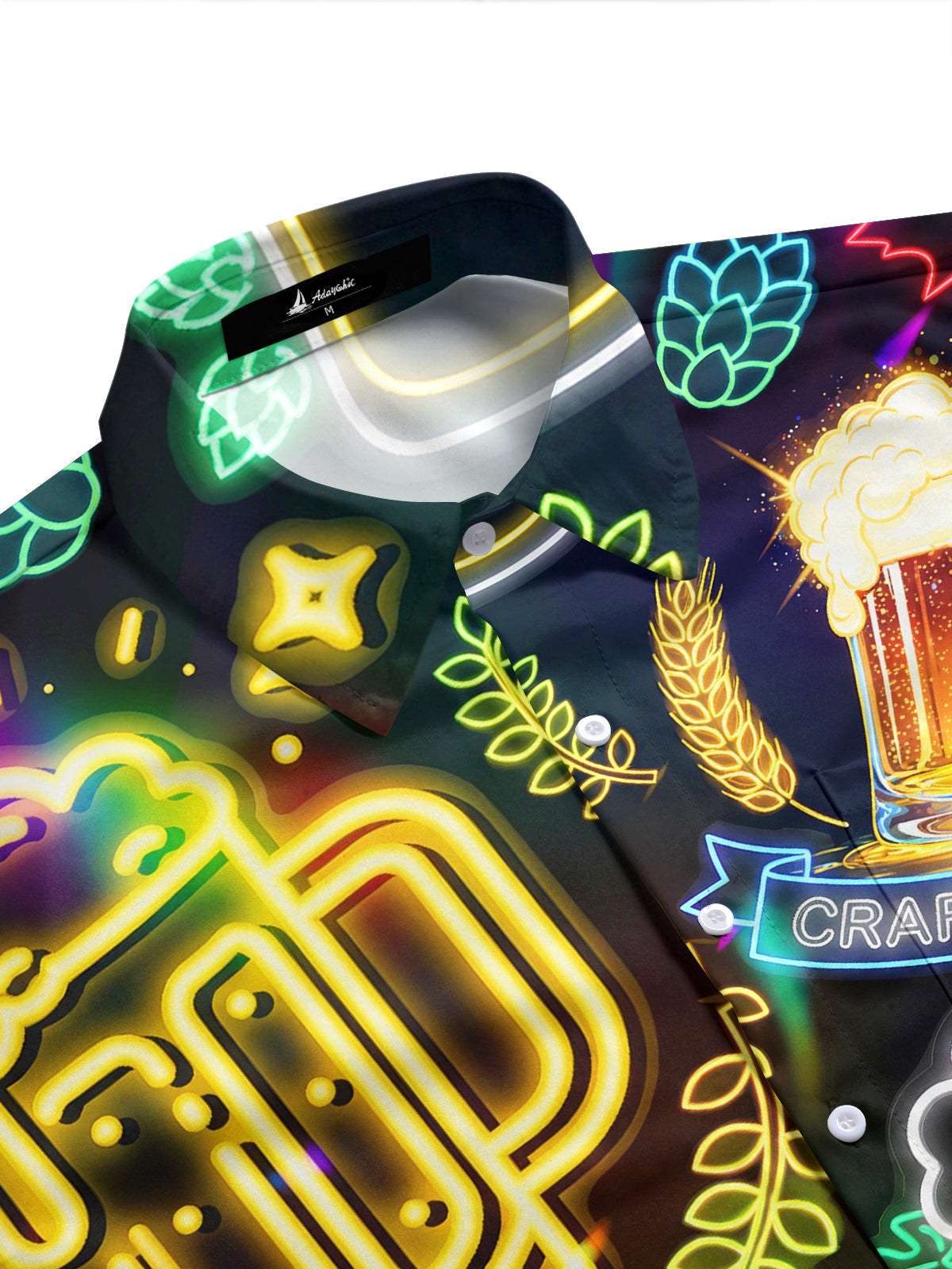 men's beer art print pocket half sleeve shirt side view