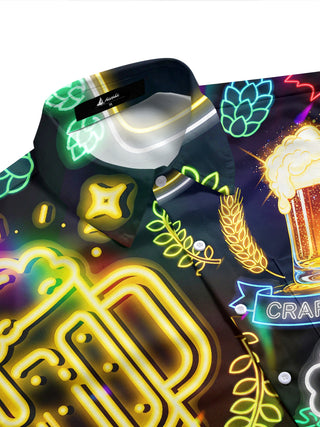 men's beer art print pocket half sleeve shirt side view
