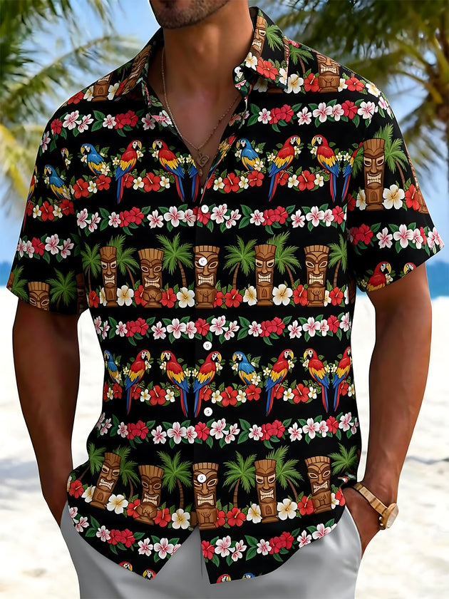 men's Hawaiian shirt front view tropical beach vacation