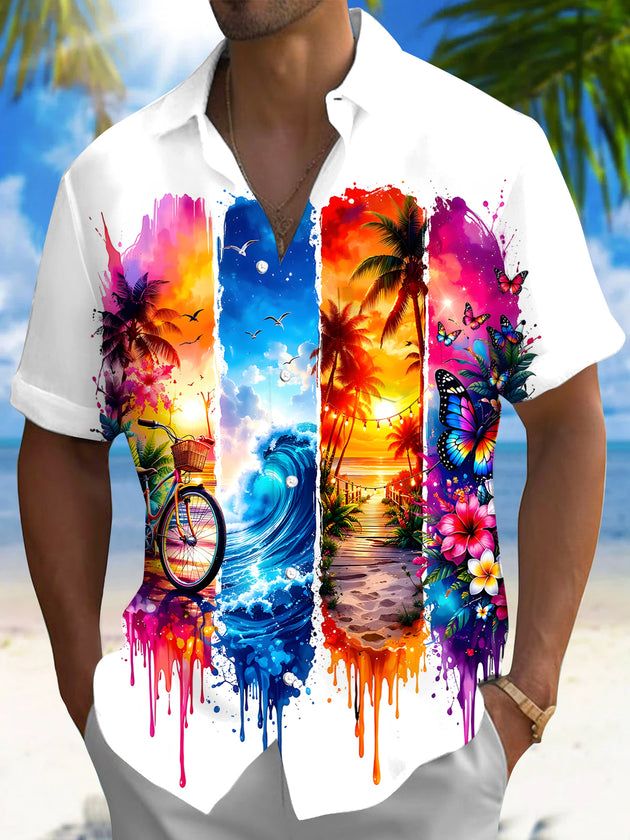 men's Hawaiian shirt front view tropical beach vacation