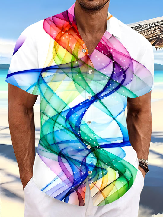Men's abstract tie dye short sleeve shirt front view