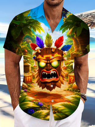 men's Hawaiian shirt front view tropical beach vacation