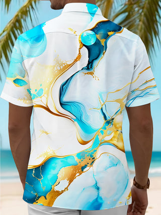 men's blue shirt back view