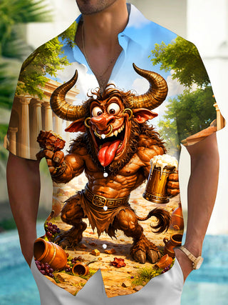 men's beer print shirt front view
