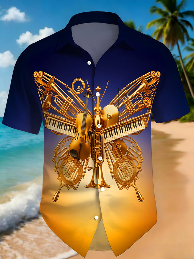 men's butterfly print shirt front view