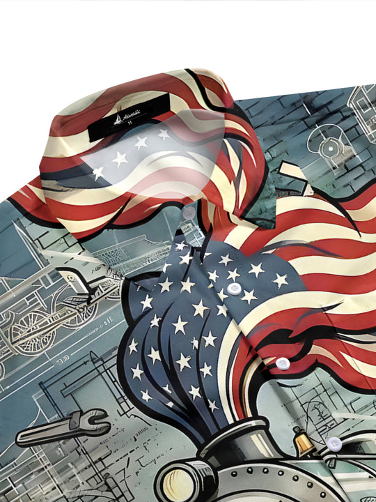 men's USA print shirt side view