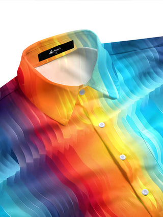 Men's tie dye abstract print short sleeve shirt side view