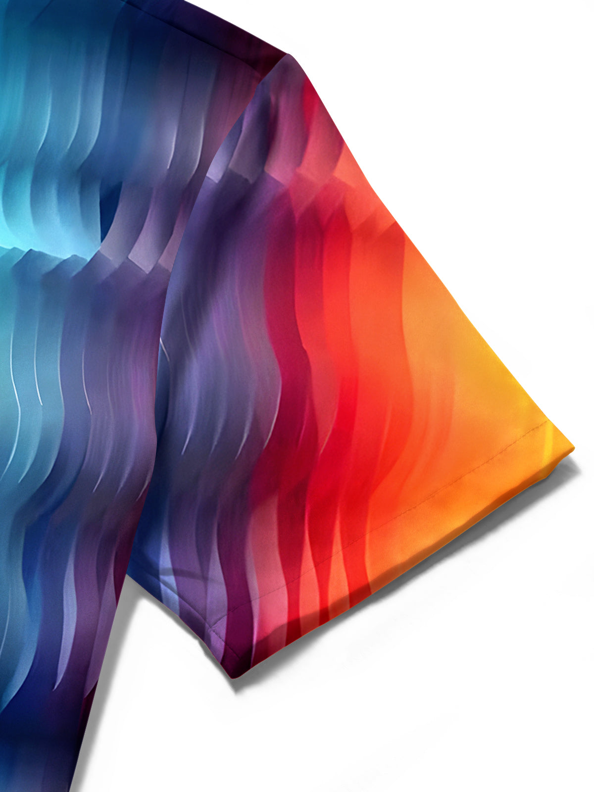 Men's tie dye abstract print short sleeve shirt close-up detail