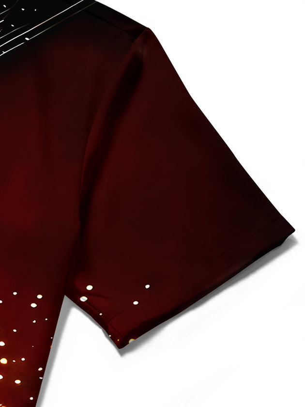 Men abstract print short sleeve shirt close-up detail view