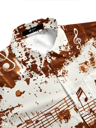 men's guitar print shirt side view