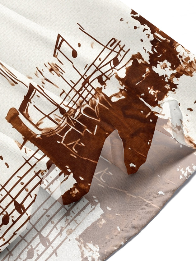 men's music print shirt summer vacation