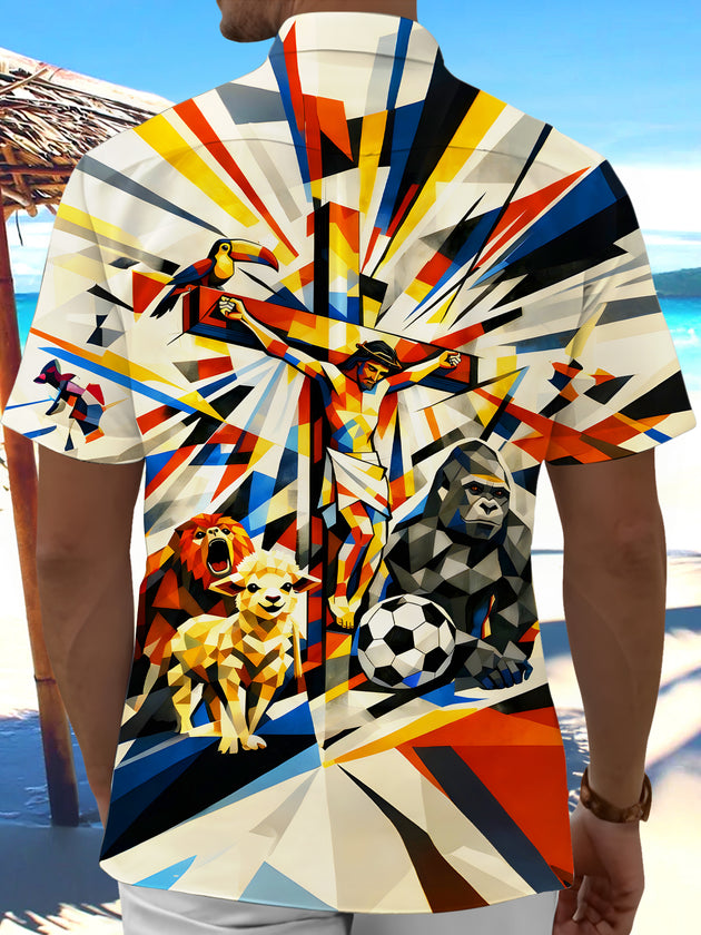 men's abstract print shirt back view