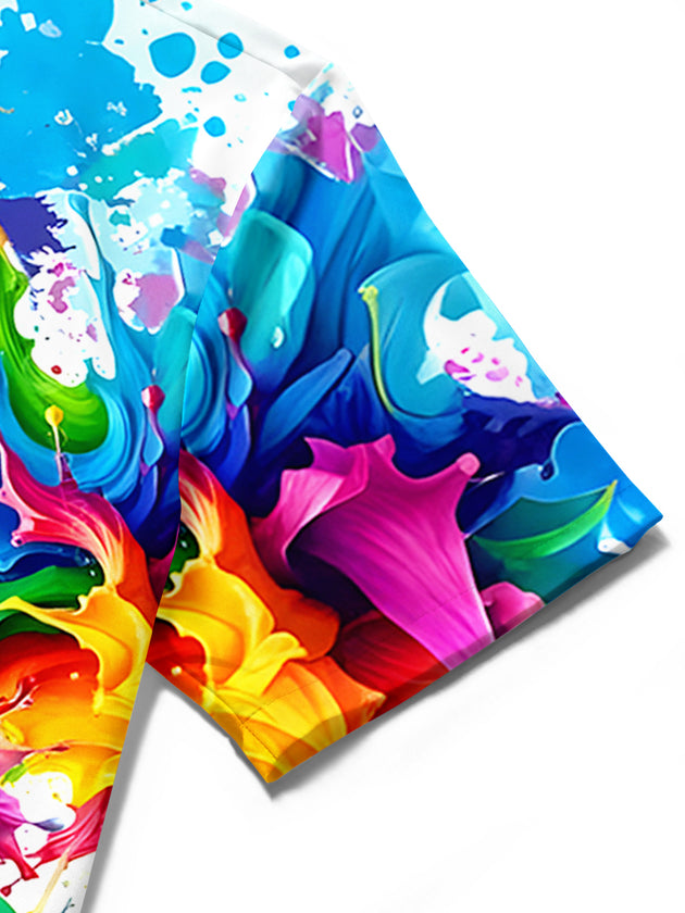men's tie dye shirt close-up short sleeve