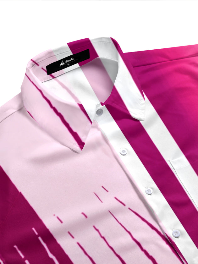 Men's striped half sleeve pocket shirt side view