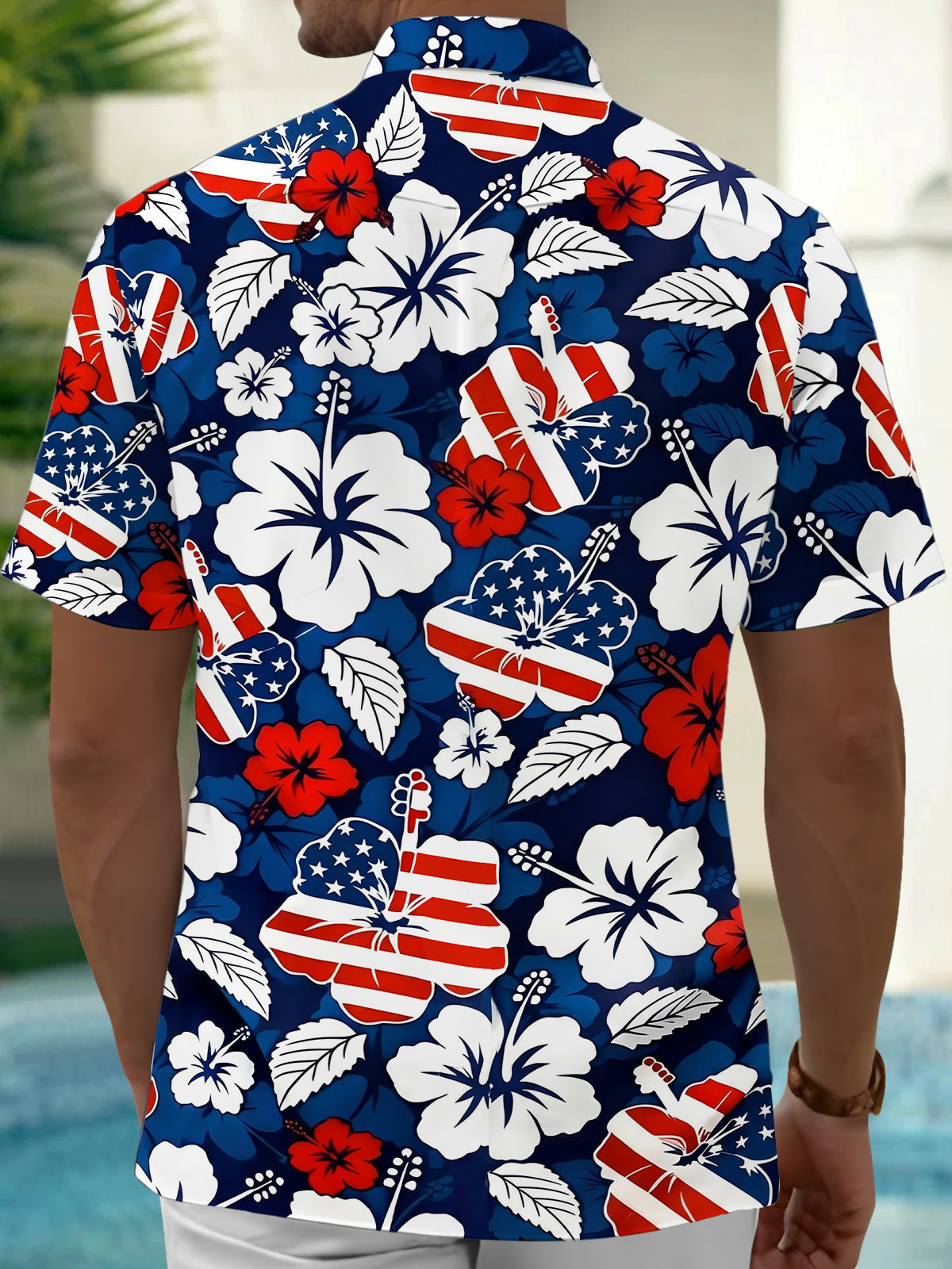 men's flower print shirt back view