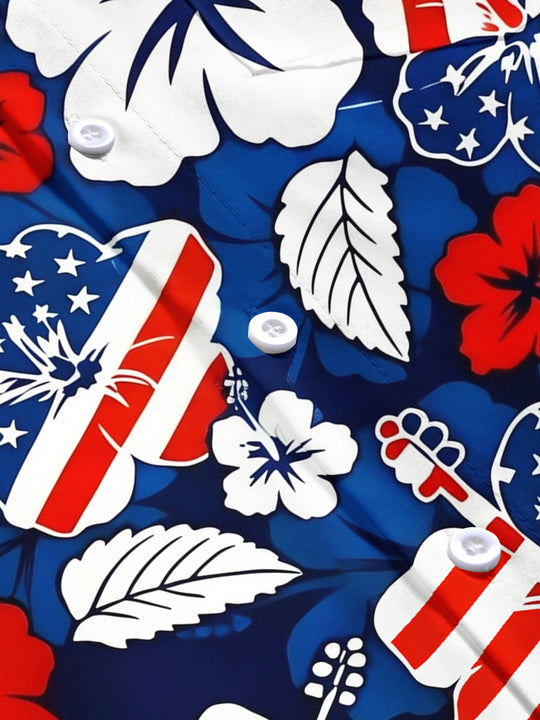 men's floral short sleeve flat lay shirt