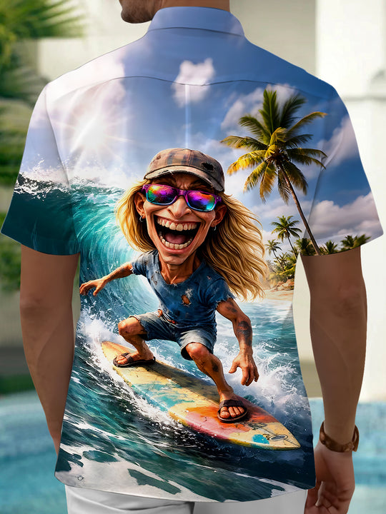 men's aloha shirt back view
